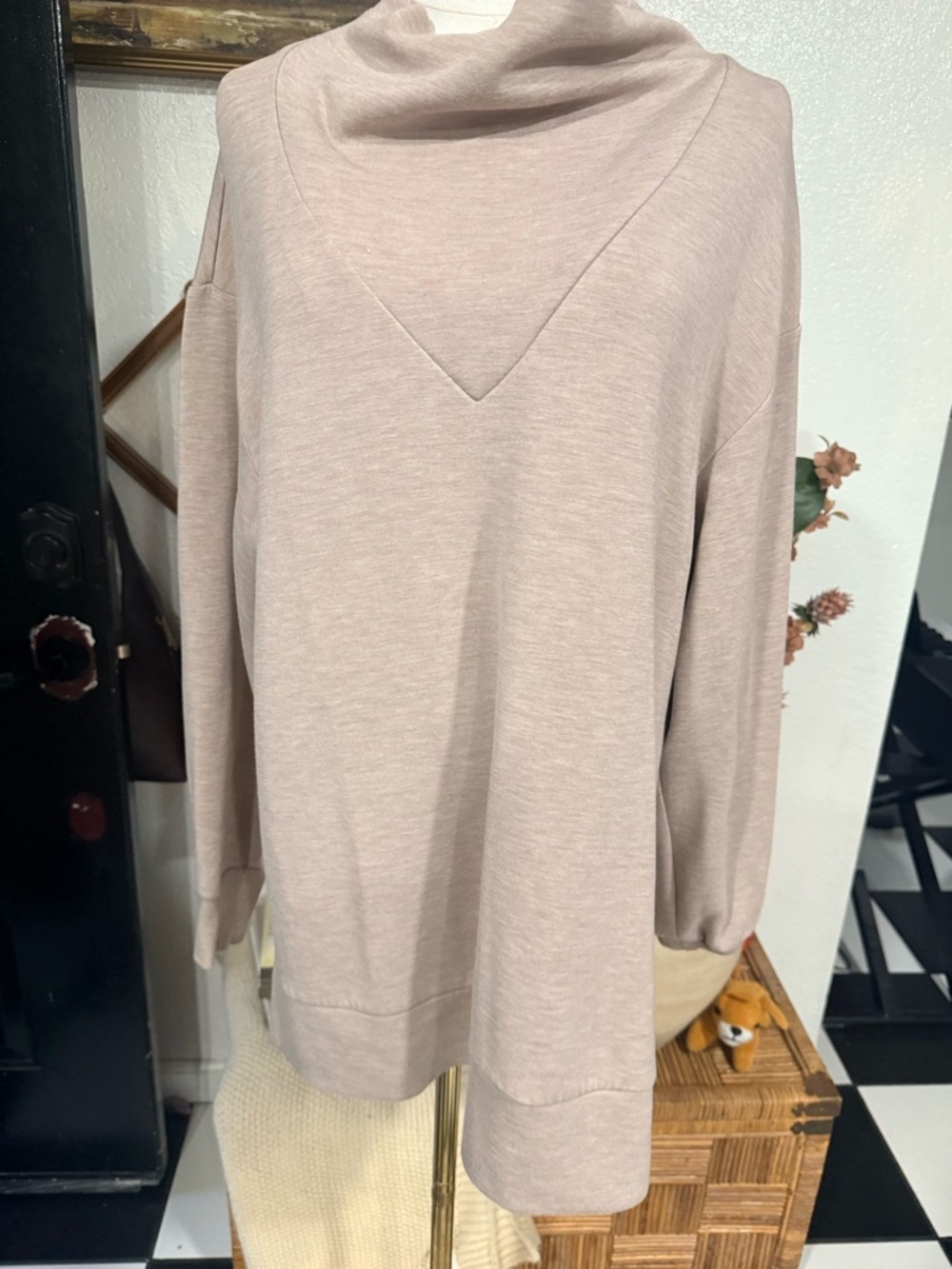 Varley Taupe Cowl Neck Tunic